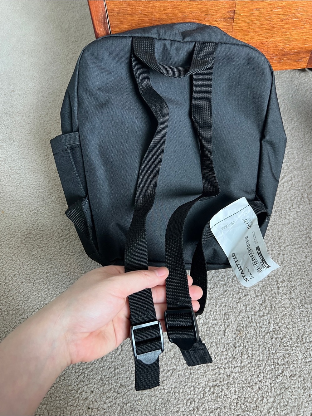 IKEA Black Minimalist Men's Backpack with Front Pocket - Picture 3 of 11